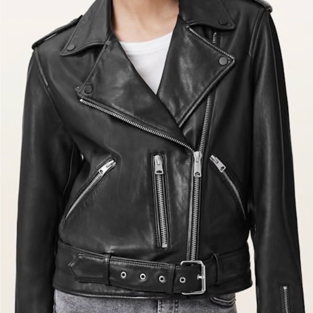 All Saints Black Leather Moto Jacket